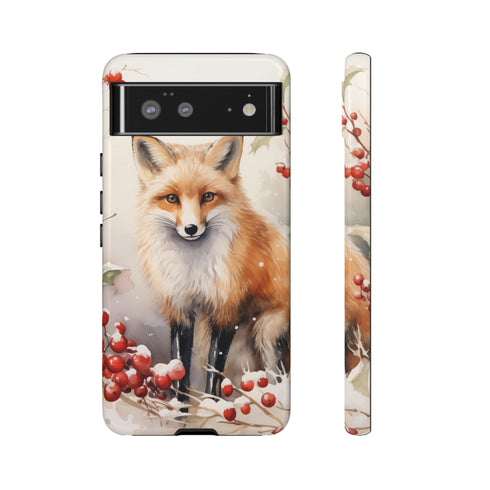 Christmas Fox in a Wreath of Red Berries - Impact Resistant Phone Case Google Pixel 6 Glossy